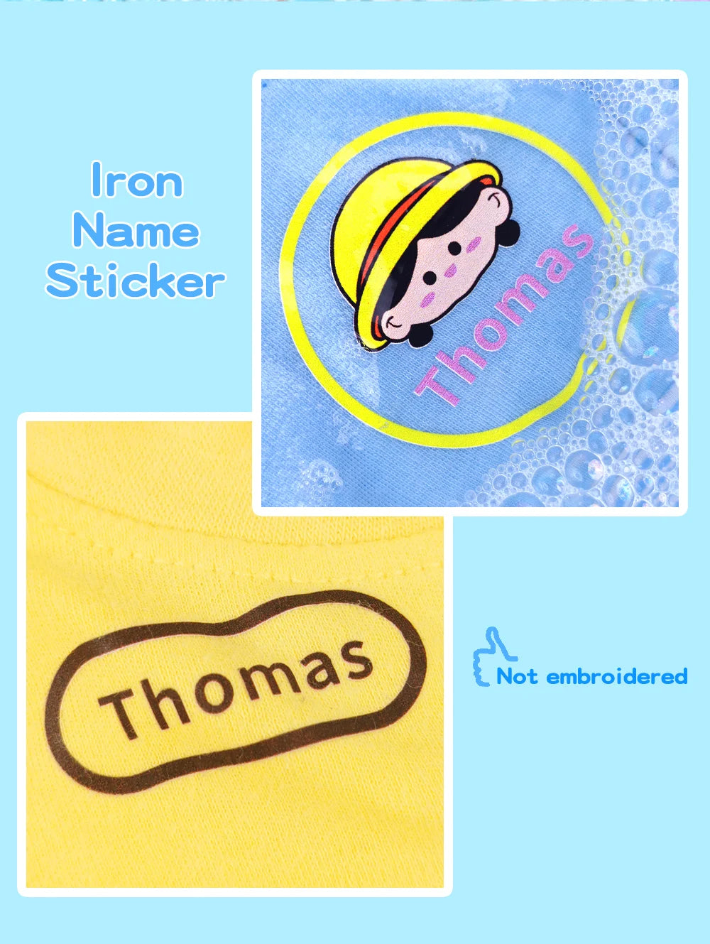Custom Thermal Embroidery Iron Name Tag Sticker Personalized Washable Sewing Clothing Children Stickers Clothes Babysuit Labels