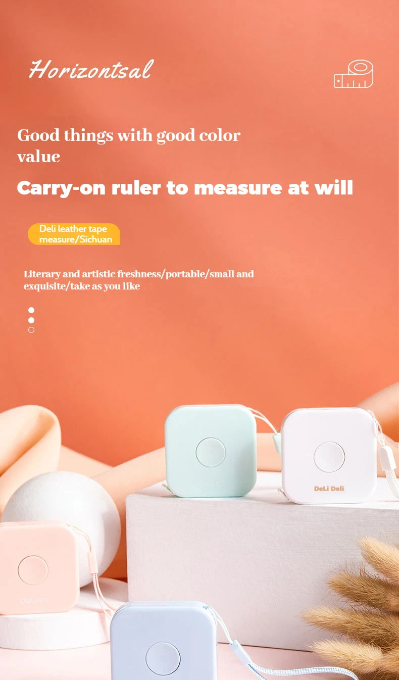 Deli 2-Meter Soft Tape Measure Flexible Telescopic Self-Locking Ruler Customized Centimeter Inch Portable for Human Sewing