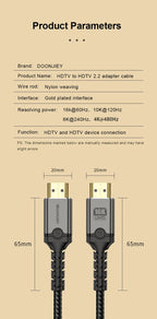 16K HDMI Cable 2.2 High Speed HDMI Braided Cord 16K@60Hz 10K@120Hz HDR 3D Film And Sound Effects For PS4 TV Laptop Monitor