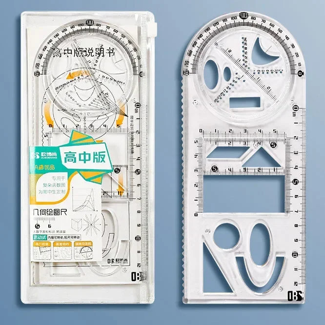 Multi -function Ruler Set Drawing Geometry Protractor Spirograph Ruler Students Mathematics Drafting Tools