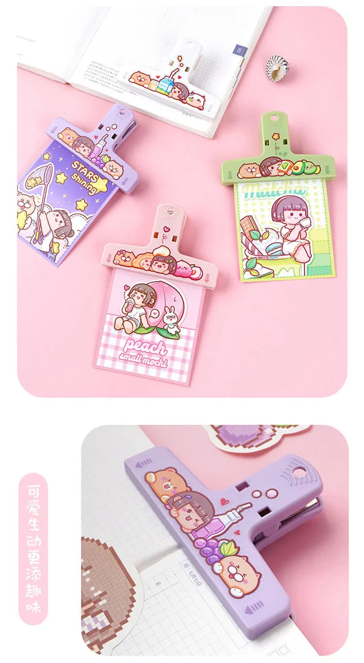 Cute Cartoon ABS Paper Clipper Bookmark Binder Multicolor Office Accessories Document Clip School Supplies Kawaii Stationery