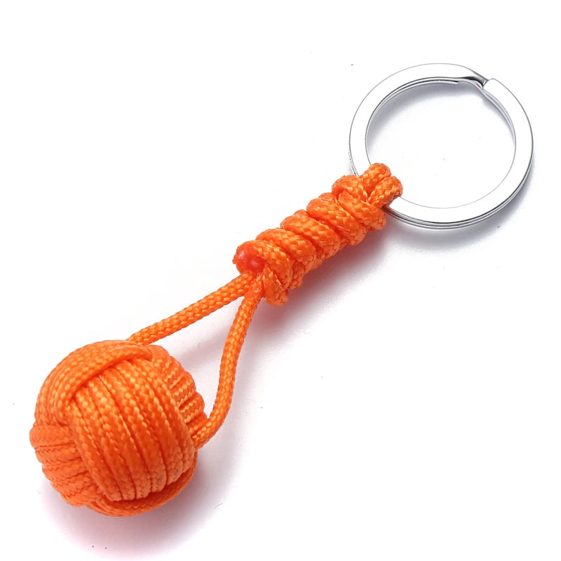 Military Parachute Woven Rope Ball Keychain Paracord Lanyard Key Ring Monkey Fist Key Chains Outdoors Survival Tool Jewelry