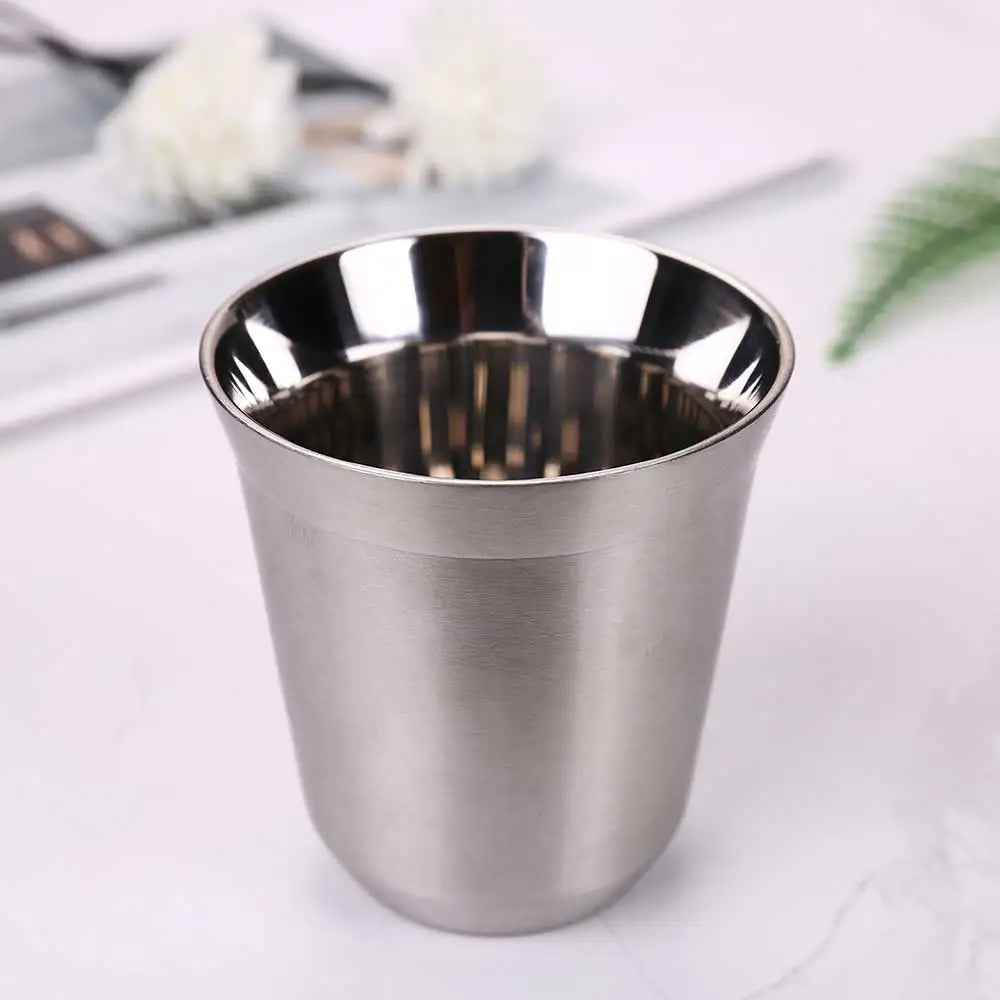 160ML 304 Espresso Mugs Stainless Steel Coffee Milk Water Drink Breakfast Cups Insulated Double Wall Safe Texture