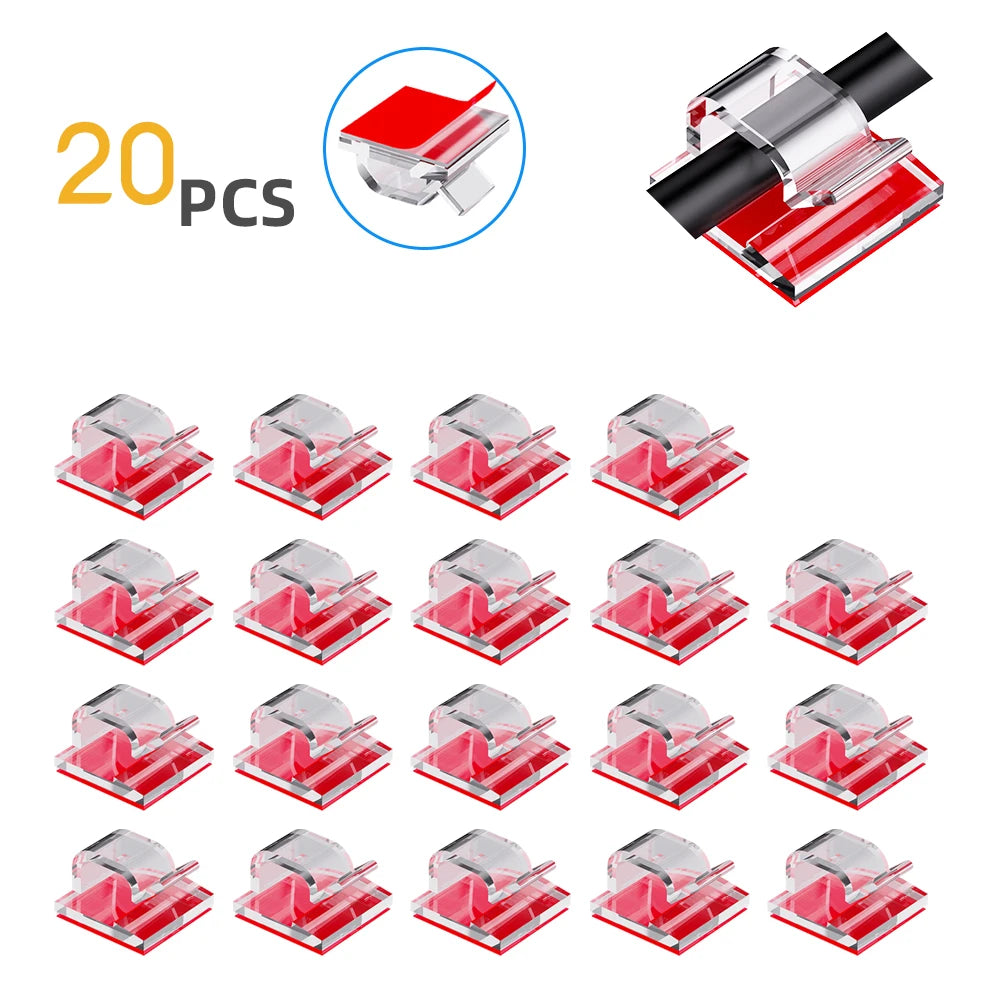 10/20/50/100pcs Cable Clips, Adhesive Cable Organizer Cord Holder, Durable Strong Cable Wire Management for Car, Office and Home