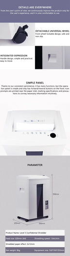 Hot Sale 20L Electric Shredder 2*12mm High Power 5 Level Secret Continuous 40 Minutes Work Office Home Paper Grinder Crusher Des