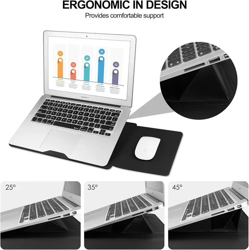 Adjustable Stand Leather Laptop Sleeve Case Bag for Macbook Air 13 14 15 16 Inch M5 M4 M3 M2 Chip Mac Book Pro Mouse Pad Cover