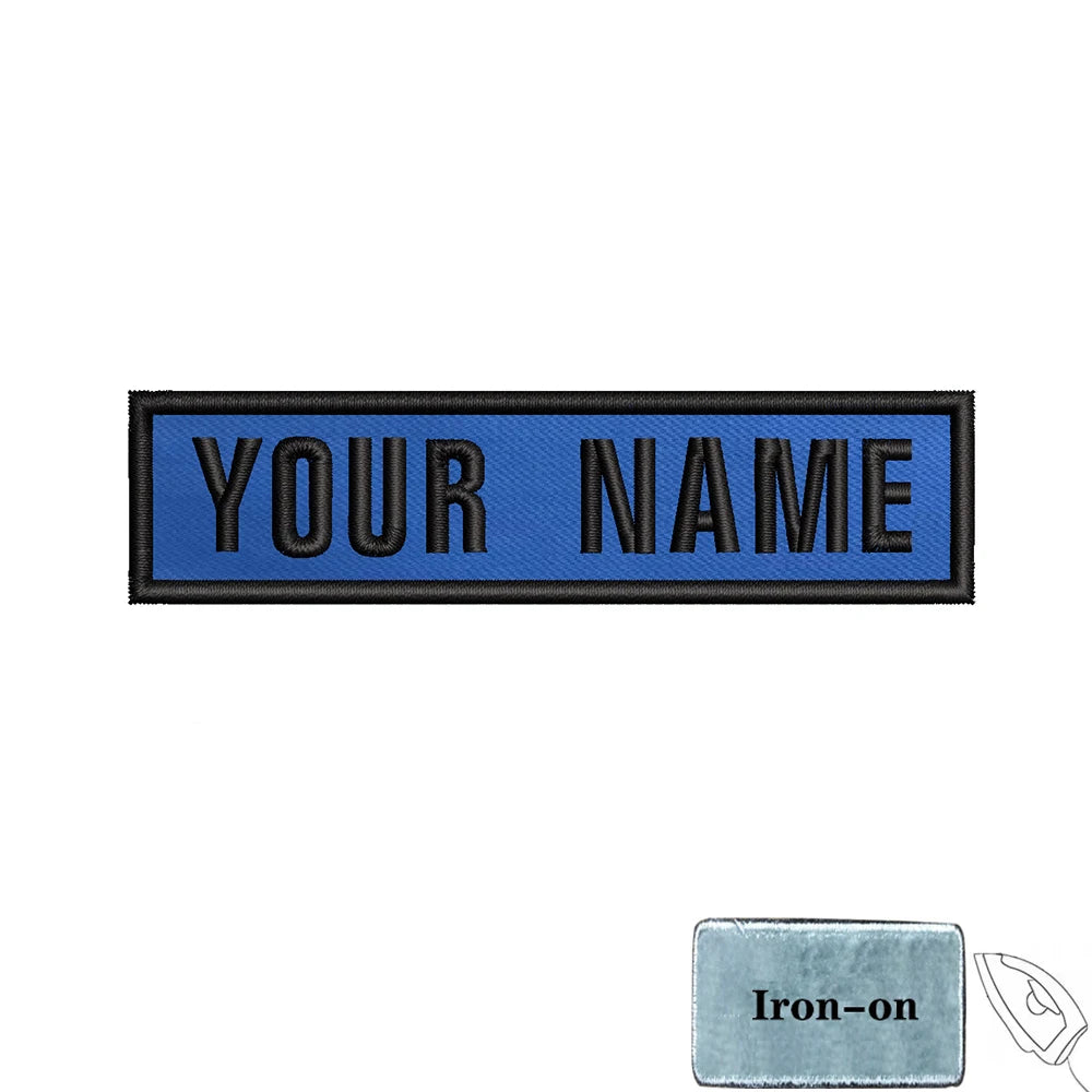 1PC 10cmX2.5cm Custom Personalized Name number Patch Stripes Badge tags chevrons Armband Iron On Or Hook Loop embroidered