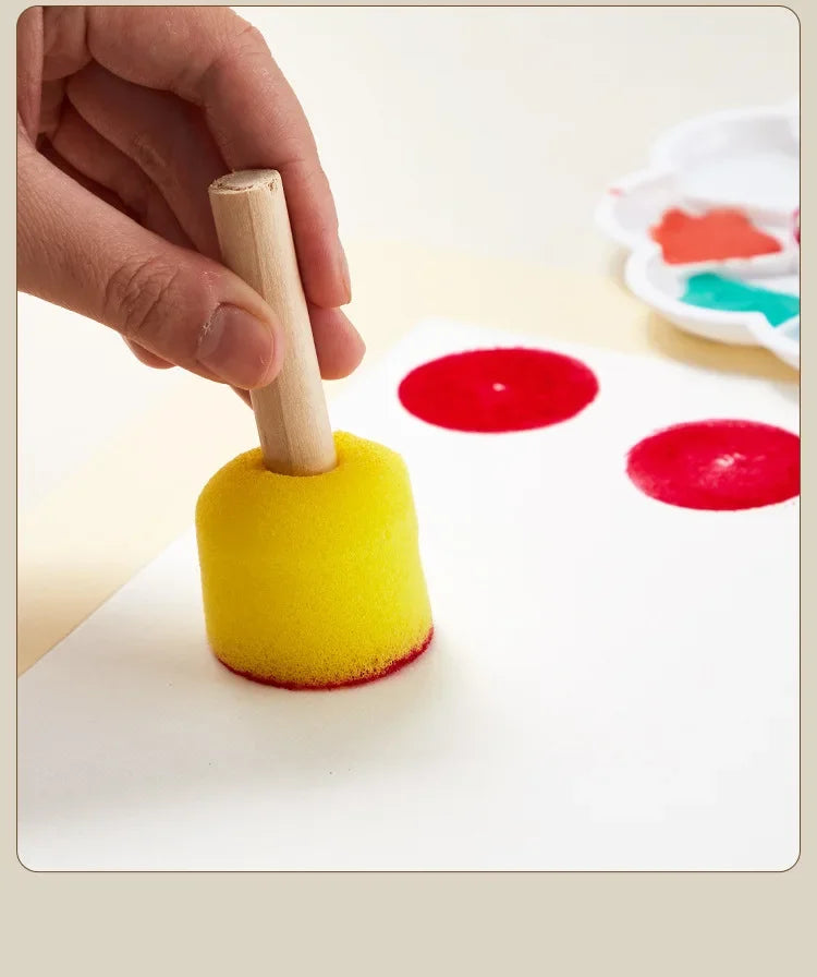 10 Pcs Set Wooden Handle Mushroom Head Sponge Brush Children DIY Painting Sponge Seal Set Paint Graffiti Create Unique Art Brush