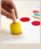 10 Pcs Set Wooden Handle Mushroom Head Sponge Brush Children DIY Painting Sponge Seal Set Paint Graffiti Create Unique Art Brush