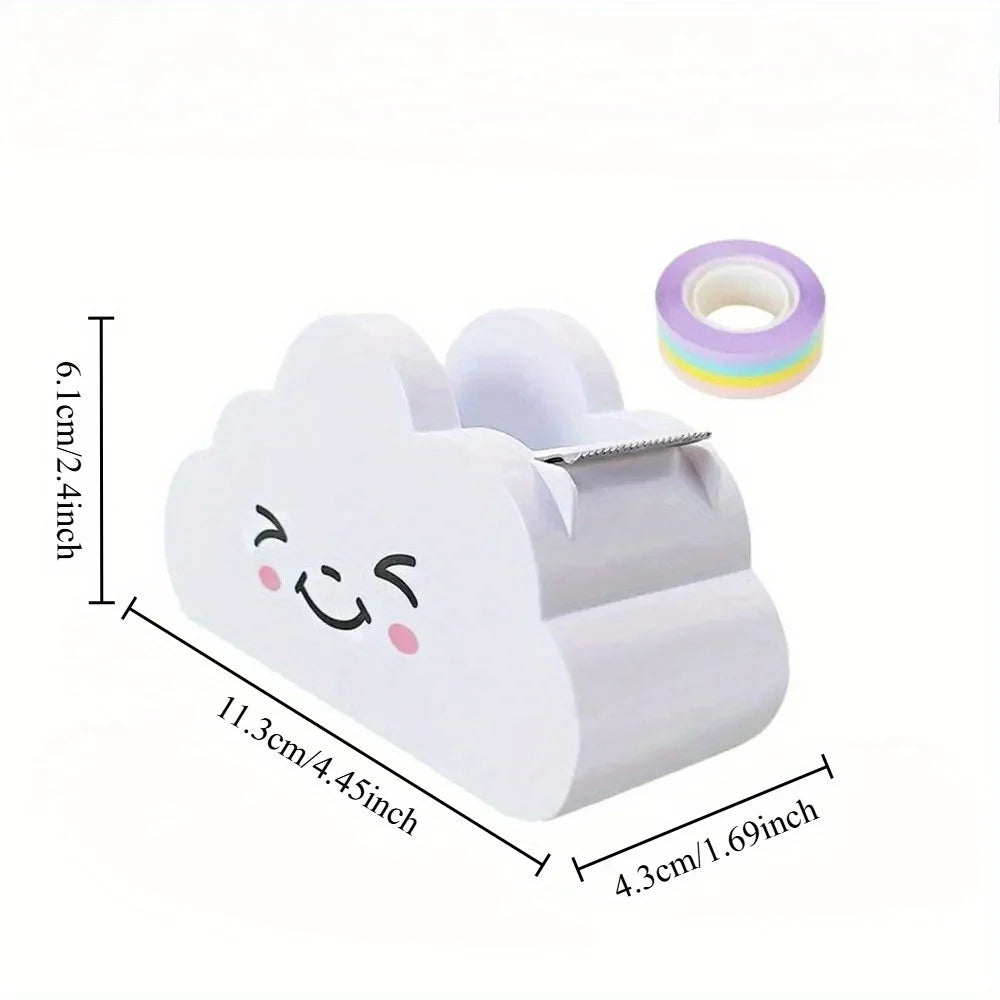 Cloud Shaped Tape Dispenser Rainbow Color Packing Tape Cutter Stationery Adhesive Machine Supplies Desktop Tape Holder Students