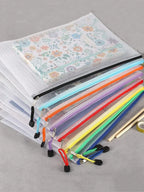 10pcs A4 zipper bag Multi-color waterproof plastic file bag Multi-purpose travel storage office supplies home organizing bag