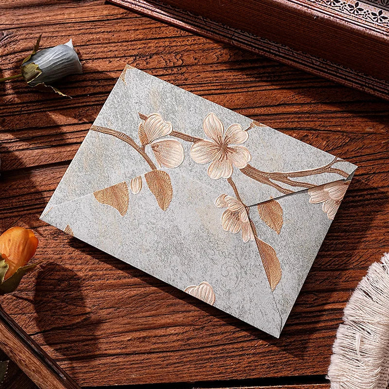 10pcs Oriental Yunjin Brocade Vintage Embossed Letter Envelope Elegant Envelope for Invitation Complete Luxury Set for Weddings