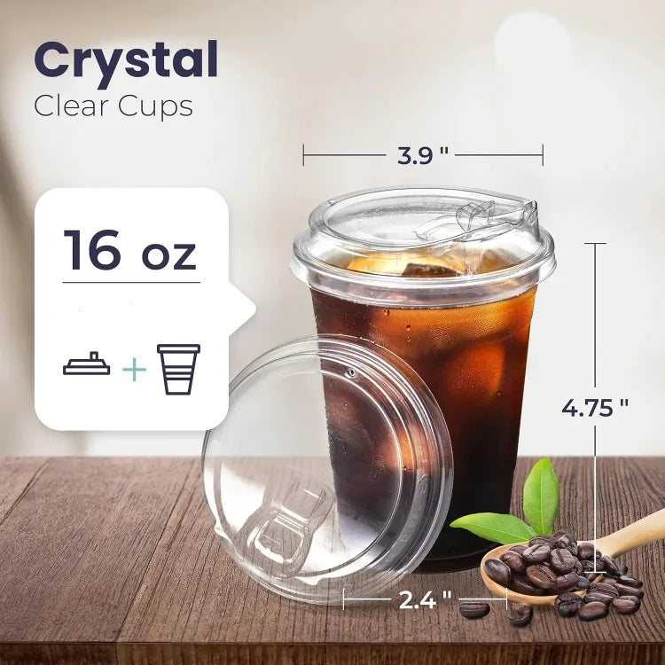 12/16/20oz Disposable Transparent Plastic Cup Leakproof Shatterproof Fit For Milk Bubble Tea Coffee Beverages Daily Use