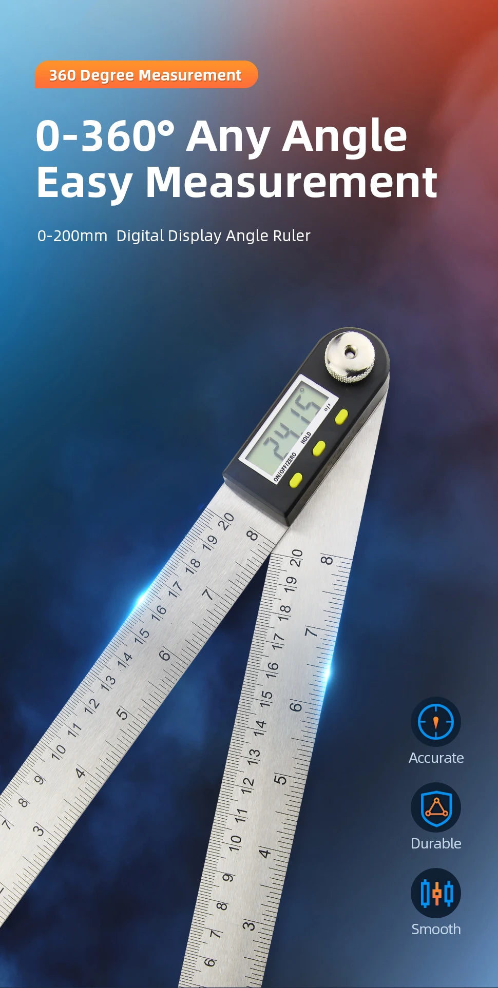Protractor Digital Goniometer Electronic Digital Angle Gauge Angle Finder Metal Angle Ruler Digital Angel Meter Carpentry Tools