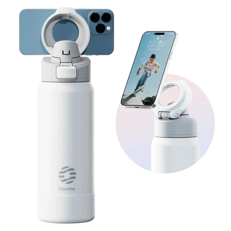 FEIJIAN 710/950ML Stainless Steel Sports Water Bottle with Magnetic Phone Holder Bouncing cover Insulation Cup Magnetic Thermos