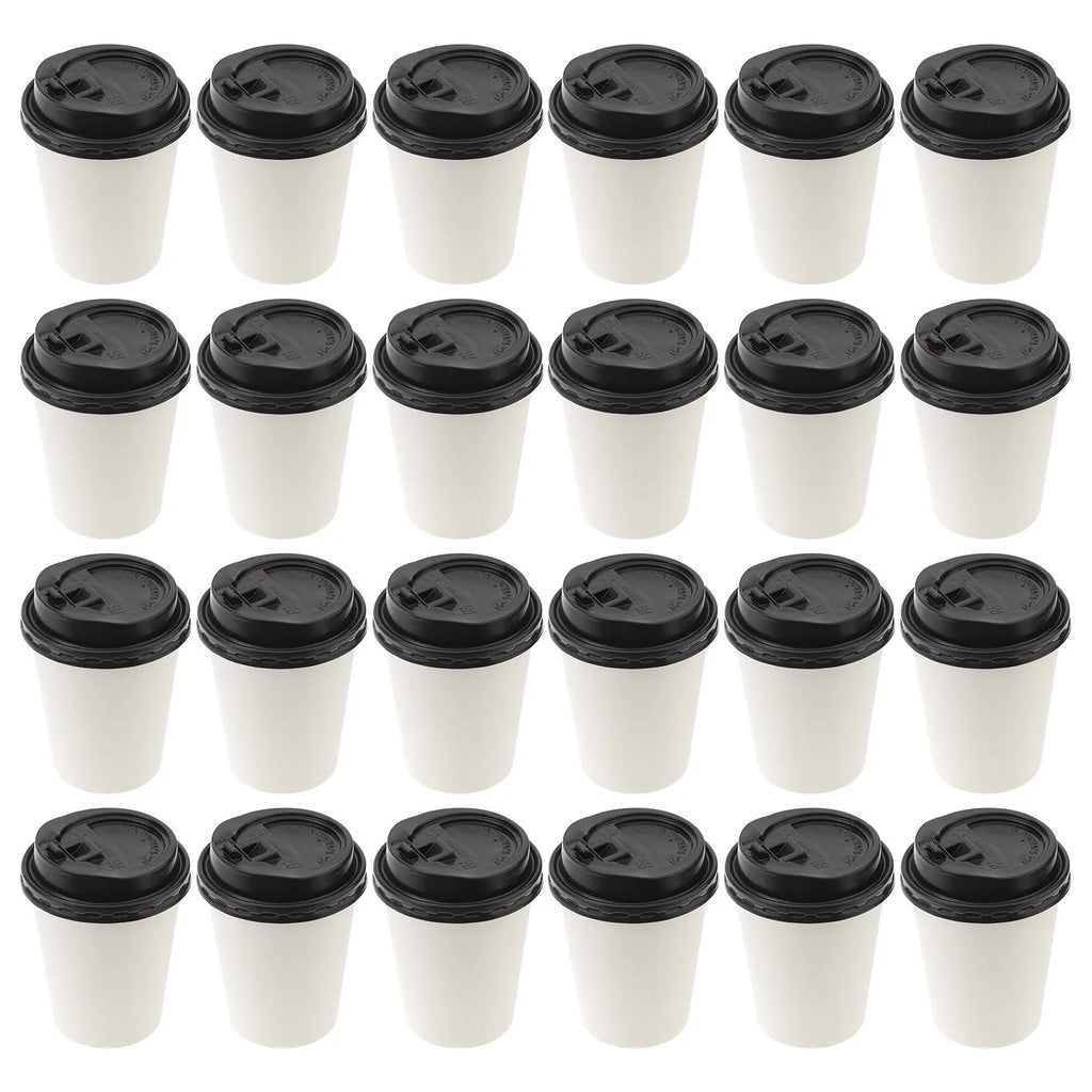 50Pcs Paper Coffee Cups Disposable Takeaway Cups Lid Included 8Oz 280Ml Hot Cold Beverage Insulation Leakproof