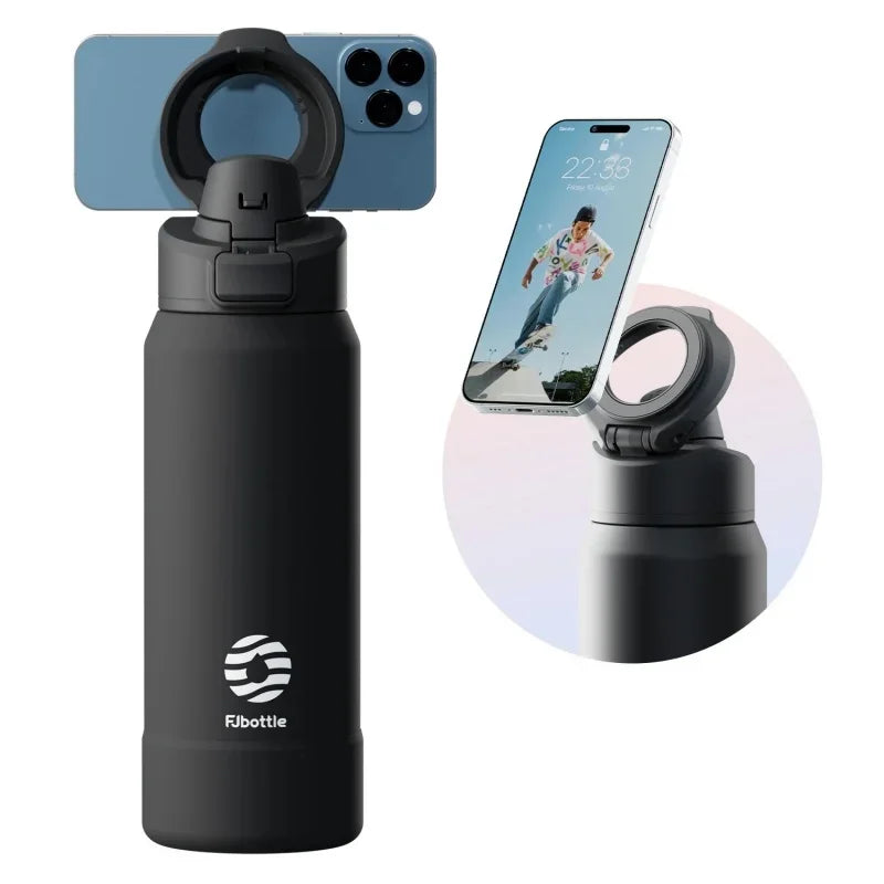 FEIJIAN 710/950ML Stainless Steel Sports Water Bottle with Magnetic Phone Holder Bouncing cover Insulation Cup Magnetic Thermos