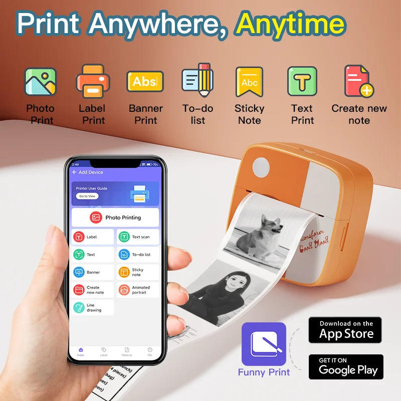 New Photo Printing Machine D2 Mini Printers Thermal Paper Stickers Paper Printer Label Sticker Printer Label Maker Printer