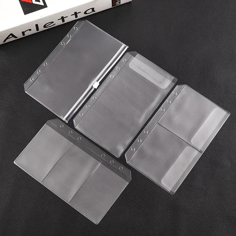 A6 Binder Pockets 6 Holes Cash Envelopes for Budgeting, Clear Zipper Folders for 6-Ring Budget Binder