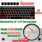 Russian Layout MacBook Pro Keyboard Cover 14" 16" M4 M3 M2 M1 Pro, MacBook Air 15" 13.6" M3 M2 Silicone Skin, US/EU Version