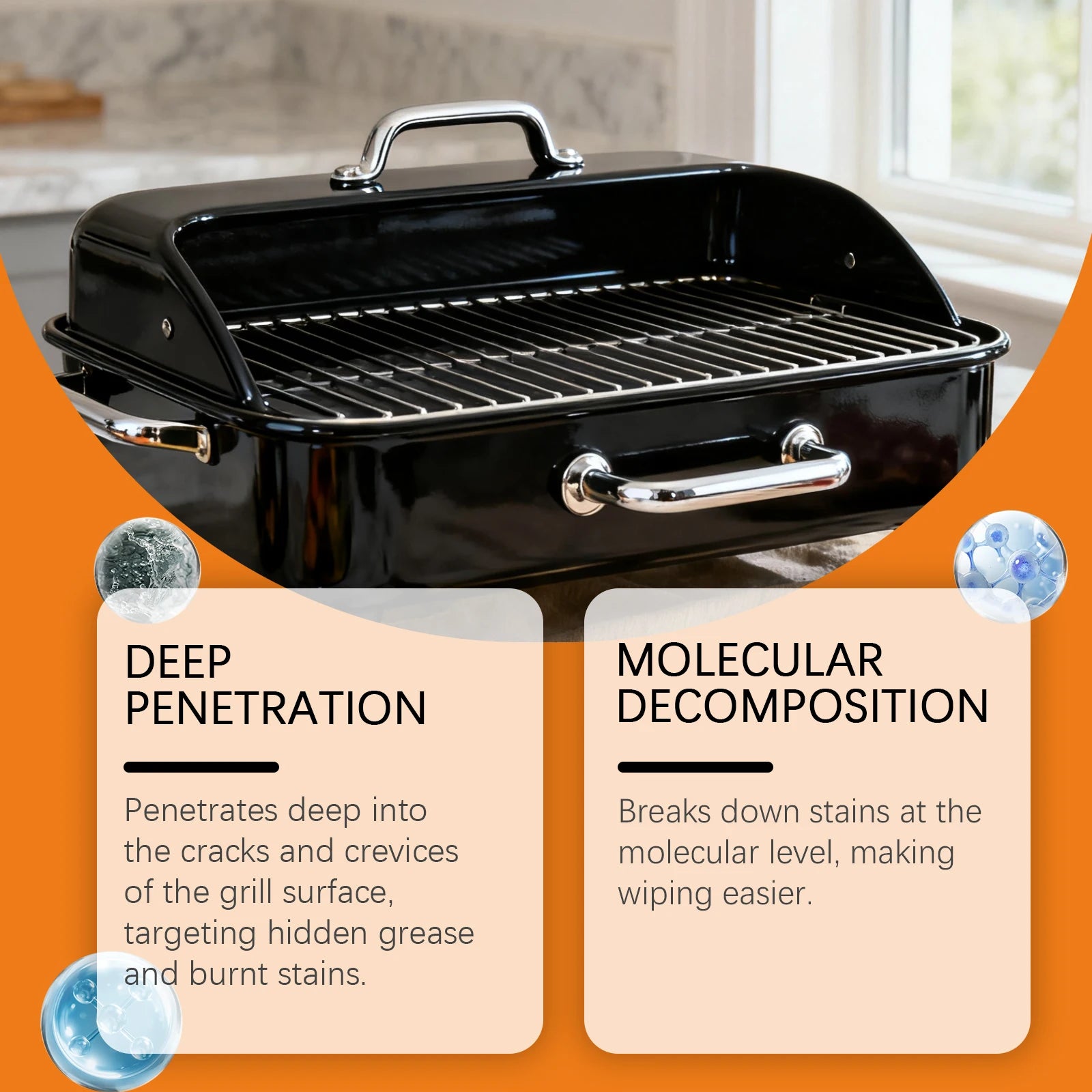 BBQ Grill Cleaner Spray Grease & Char Remover Spray for Grill Oven Pan Heavy Duty Degreaser for Outdoor & Kitchen Cleaning