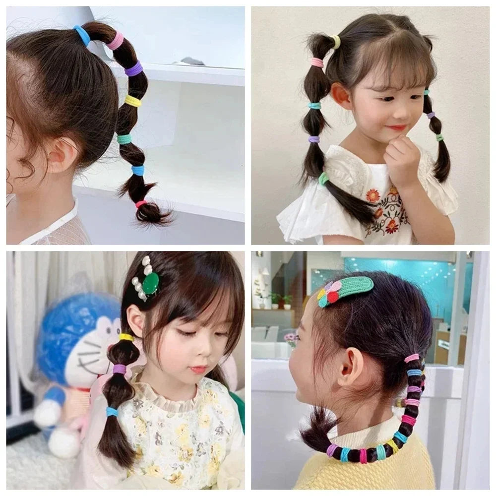 50/300/500 pcs Girls Colorful Elastic Hair Bands Ponytail Hold Hair Tie Rubber Bands Scrunchie Hair Accessories Bands for Girls