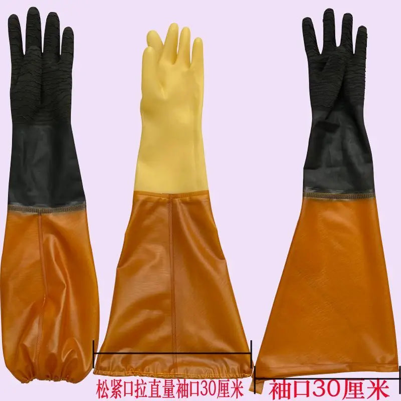 Sandblasting machine hand sleeve thickened wear-resistant rubber latex water and acid and alkali resistant gloves