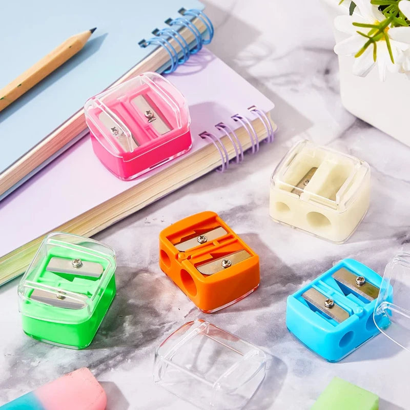 1/4 Pcs Dual Holes Eyeliner Sharpener, Compact Makeup Pencil Sharpeners, Makeup Pencil Sharpener for Eyeliner Lip Liner Pencils