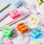 1/4 Pcs Dual Holes Eyeliner Sharpener, Compact Makeup Pencil Sharpeners, Makeup Pencil Sharpener for Eyeliner Lip Liner Pencils