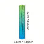 20cm/15cm Flexible Soft Ruler Gradient Rainbow Color Style Dual Unit Measurement in Cm and Inch  for Office Students School Use