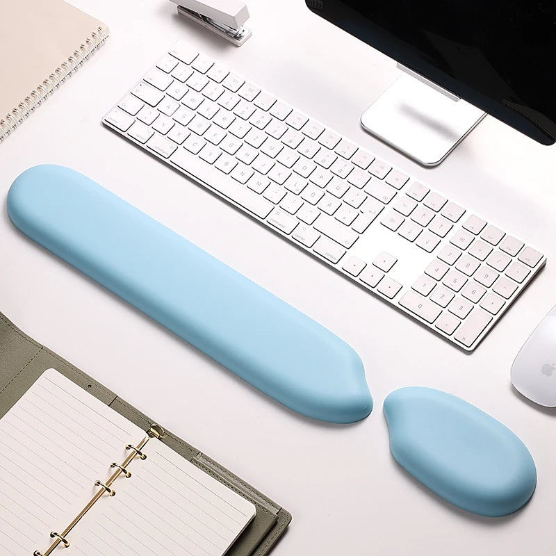 Memory Foam Keyboard Mouse Pad Wrist Rest Hand Support Set 3D Cute Kawaii Office Laptop Computer Gaming Mousepad Cushion Mat