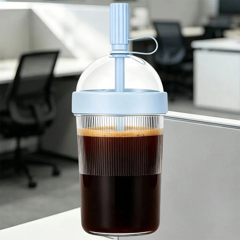 Transparent Portable Coffee Cup 500ml Leak-proof Reusable Plastic Travel Drinking Cup With Straw Office Outdoor Sports Tourists