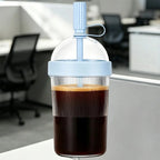 Transparent Portable Coffee Cup 500ml Leak-proof Reusable Plastic Travel Drinking Cup With Straw Office Outdoor Sports Tourists