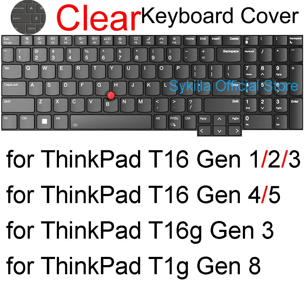 Keyboard Cover for Lenovo ThinkPad 16 Z16 P1 X1 E16 L16 P16 T16 P16s P16v T1g T16g Gen 8 7 6 5 4 3 Silicone Protector Skin Case