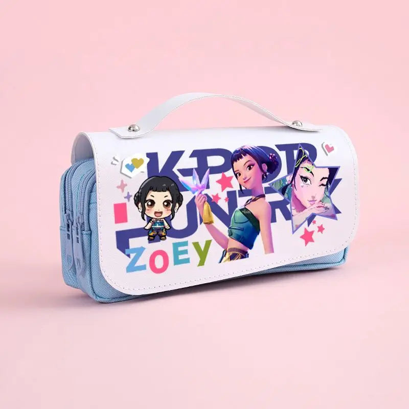 Kawaii Cute Cartoon Anime Pencil Bag Multi-Compartment Stationery Pouch with Handle Portable Pen Case for School & Travel