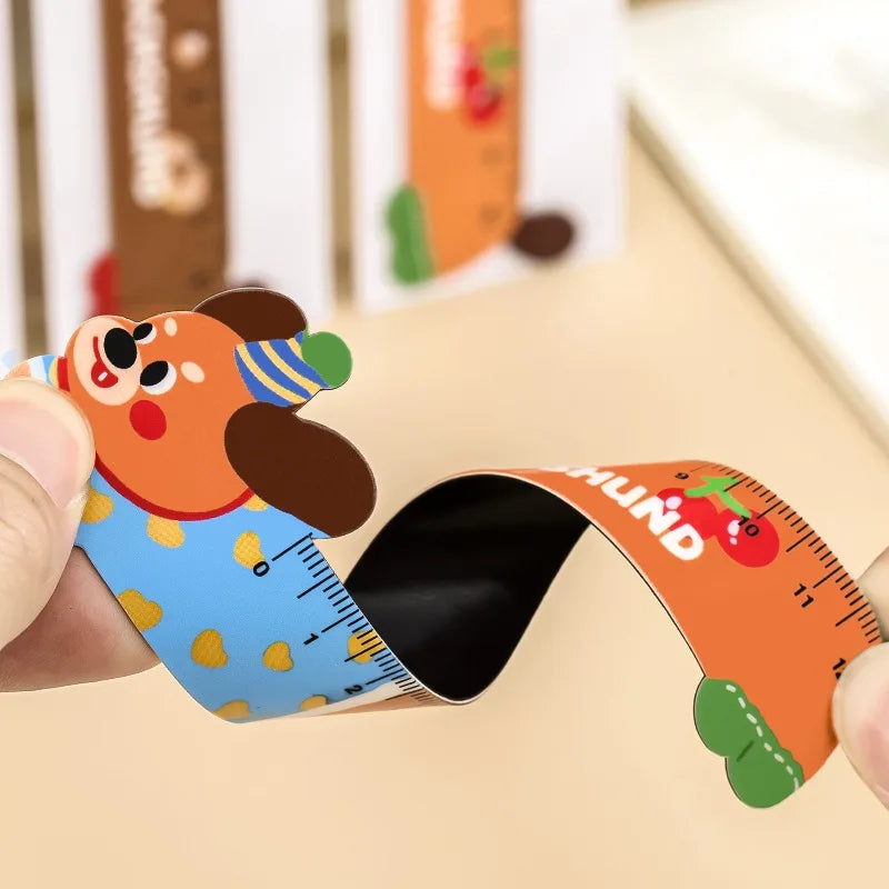 Cartoon Strip Puppy Magnetic Bookmark Ruler Student Cute High-value Bendable Ruler Special-shaped Magnetic Ruler