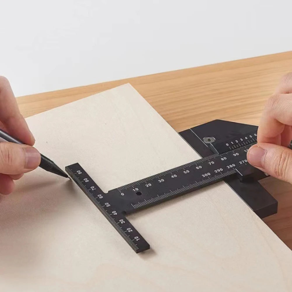 Portable 0-280mm T Shaped Ruler High-precision Accurate Scale Scribe Ruler Miter Square Aluminum Alloy Marking Gauge Tools