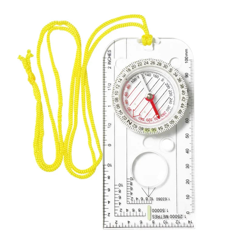 Outdoor Compass Navigation Map Ruler - Scouting Scale Orienteering Gear for Hunting Survival Travel And Backpacking