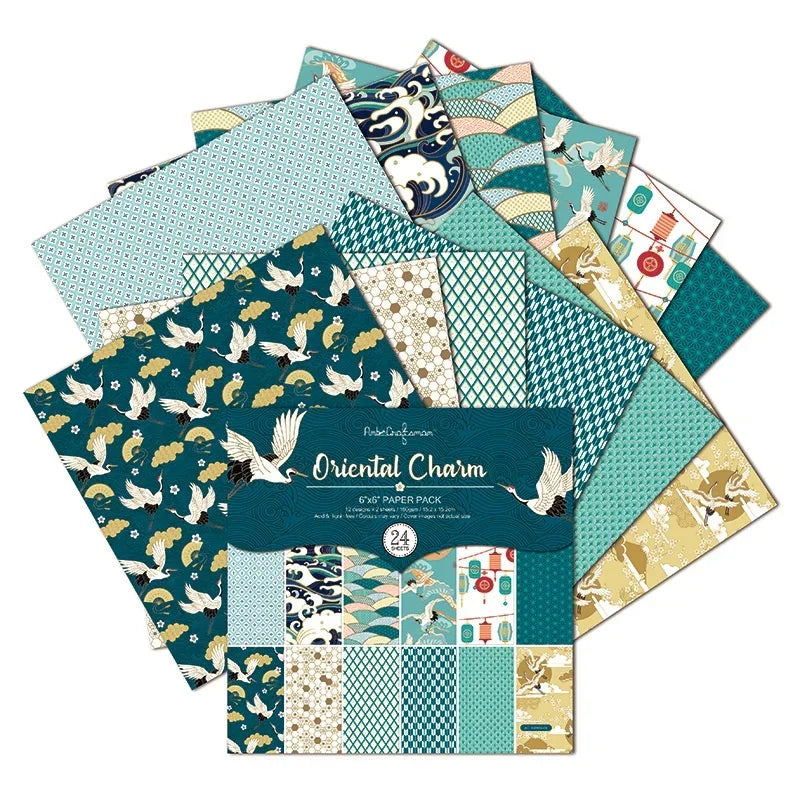 12Sheets Crane Craft Paper Pads Cutting Dies Art Background Origami Scrapbooking Card Making