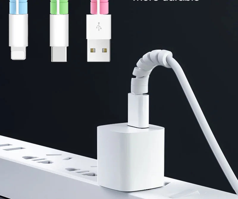 10pcs Cable Protector Silicone Charge Cable Spiral Winder Wire End Cord Savers Cover For Phone USB Charger Cable Accessories