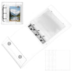 1Set Mini A8 3 Ring Transparent Binder Cover with Snap Button Pockets Soft PVC Protector for Travel School Office Budget