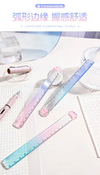 15M Cat Claw Cute Straight Ruler Gradient Measuring Tool Korean Style School Stationery Supply Kawaii Accessories