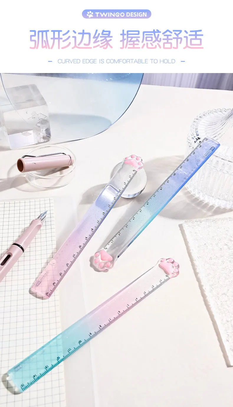 15M Cat Claw Cute Straight Ruler Gradient Measuring Tool Korean Style School Stationery Supply Kawaii Accessories