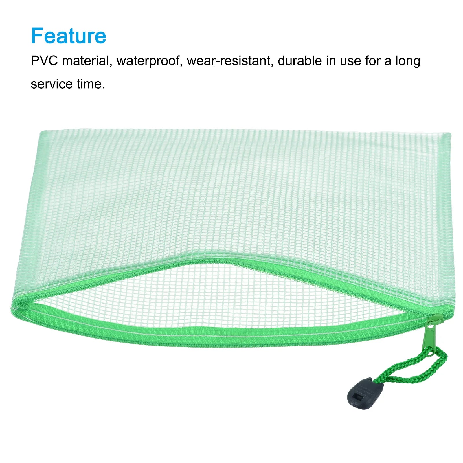 6Pcs Waterproof PVC Mesh Zipper Pouch A5/A6/B6/B8 Size File Document Pockets Bill Bags Folders for Office Home Stationery Supply