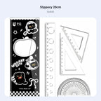 Cartoon Cat Ruler Set, Acrylic Geometry Tools, Student Stationery, Includes Triangle Ruler, Protractor, Straight Ruler, Cute