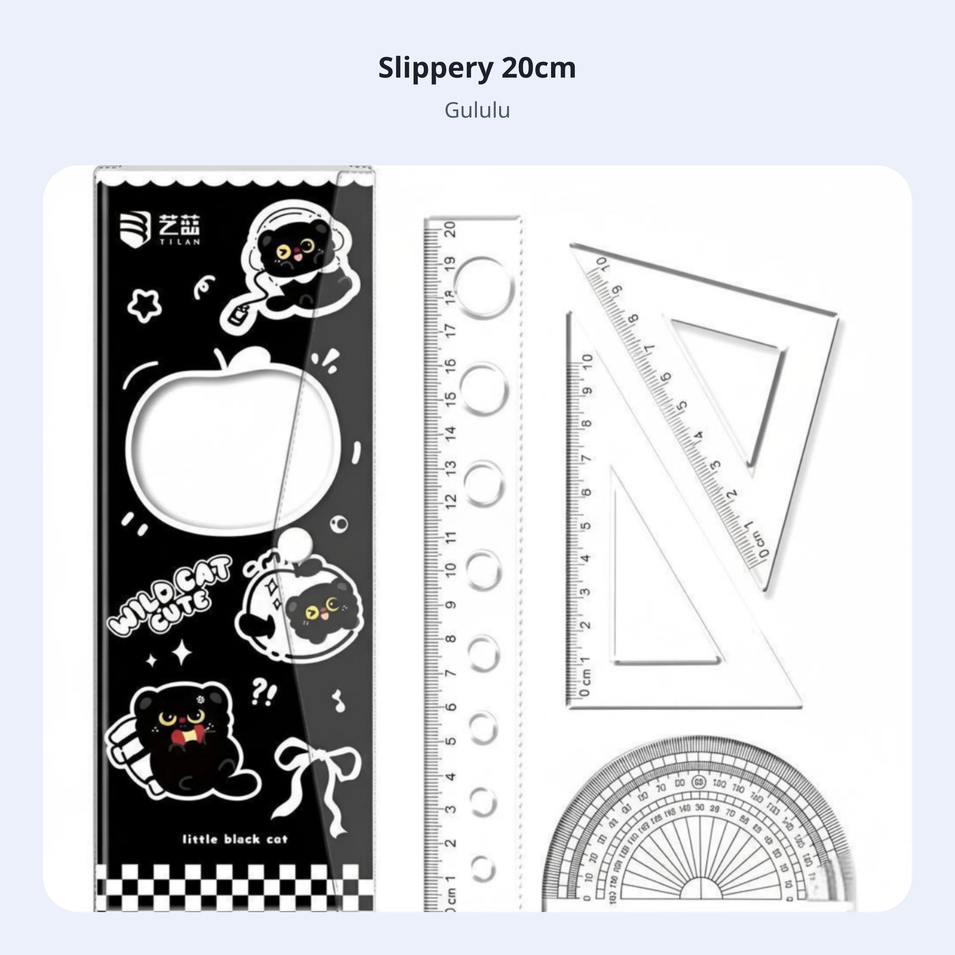 Cartoon Cat Ruler Set, Acrylic Geometry Tools, Student Stationery, Includes Triangle Ruler, Protractor, Straight Ruler, Cute