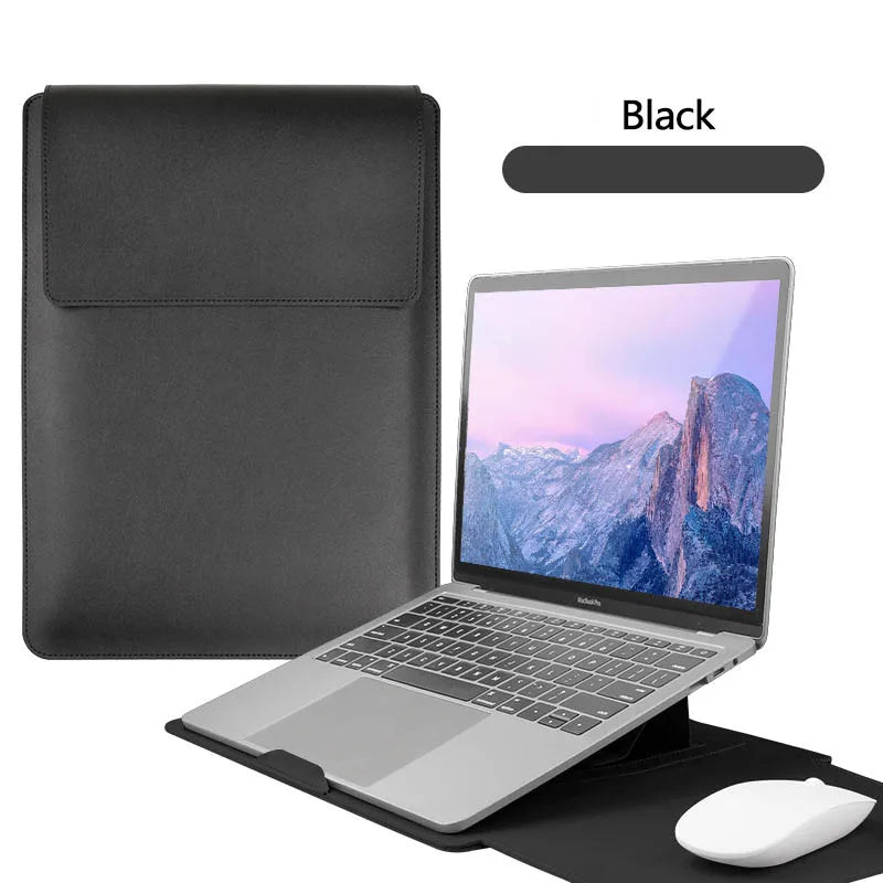 PU Leather Laptop Computer Sleeve Case Bag Stand Cover Pouch Man Women 13 14 15 15.6 16 inch for Macbook Air Samsung HP Lenovo