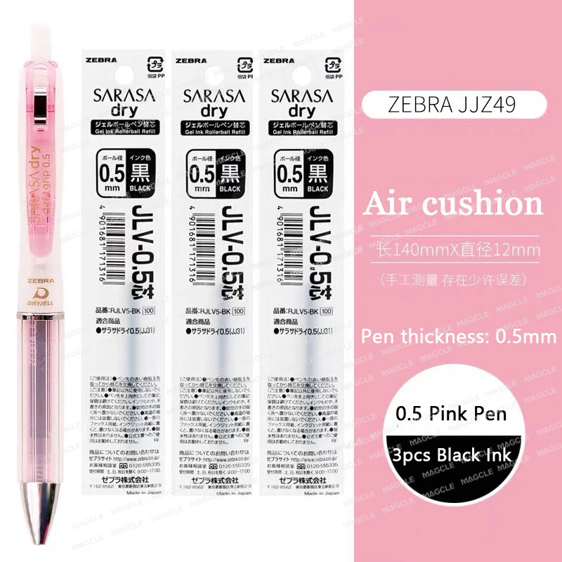 ZEBRA SARASA Dry airfitgrip Gel Pen 0.5/0.4mm Black Core Quick-Drying Smooth Writing Stylos boligrafo gel Stationery for school