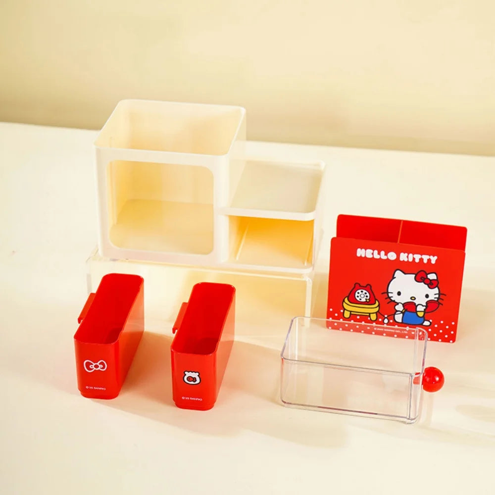 Genuine Sanrio Mark Pen Holder Hello Kitty Desk Organizers Shelves Desktop Stationery Bookshelf Home Office Storage Box Gifts