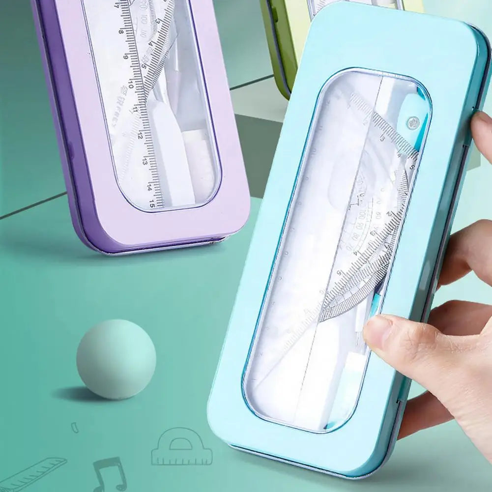Student compass Protractor clear scale accurate mathematical geometry games school stationery 7 pieces per set